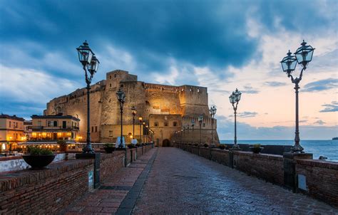 Club napoli isola di capri. Wallpaper sea, bridge, the city, lights, castle, the ...
