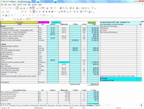Construction Estimate Form Excel — Db