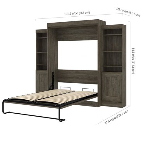 Edge Full Murphy Bed With 2 Storage Units 102w Bestar