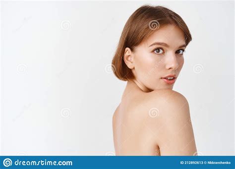 Skin Care Beauty Beautiful Woman Standing With Naked Shoulders