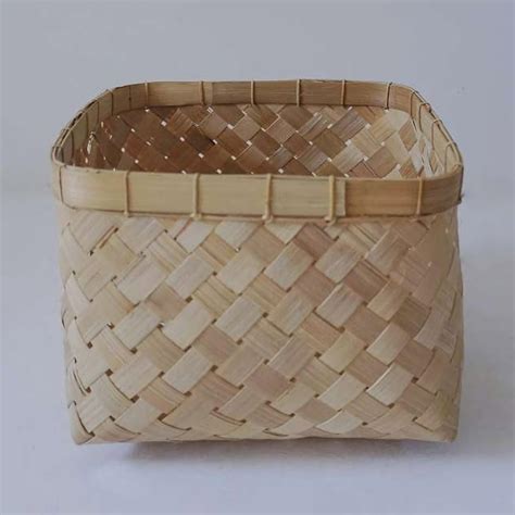 Vintage Bamboo Square Woven Baskets Etsy