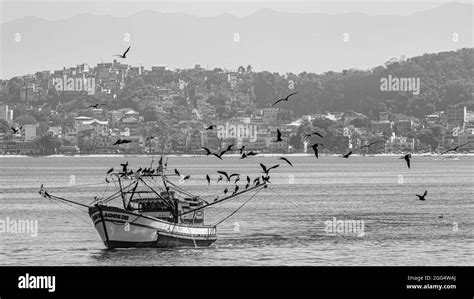 Rio De Janeiro Brazil Circa 2021 Fishing Boat Surrounded By
