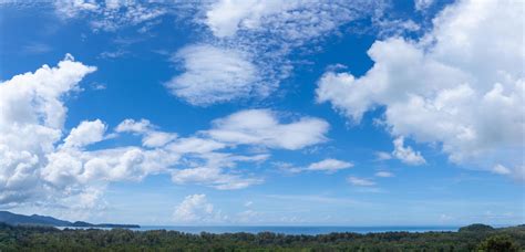 Blue Sky Horizon Background With Clouds On A Sunny Day Seascape