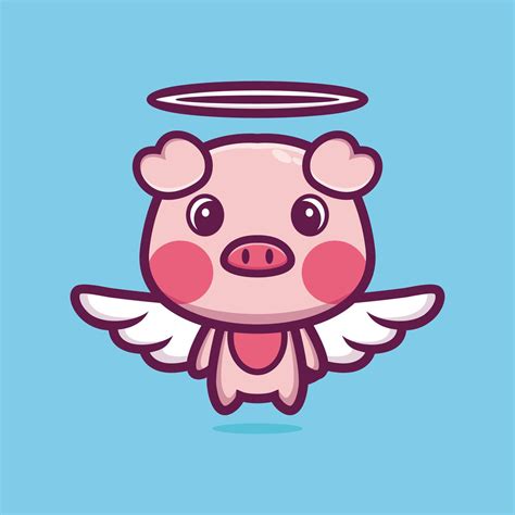 Cute Pig Angel Cartoon Character Design Premium Vector 6951979 Vector