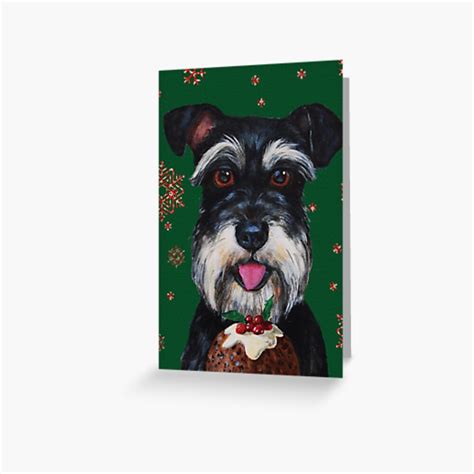 Schnauzer Loves Christmas Pud Greeting Card For Sale By Vicstan