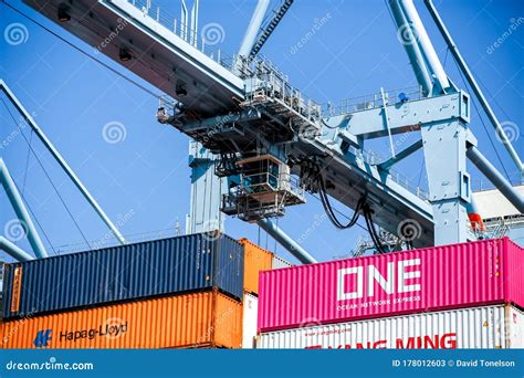 Unloading Containers Editorial Stock Photo Image Of Freight 178012603