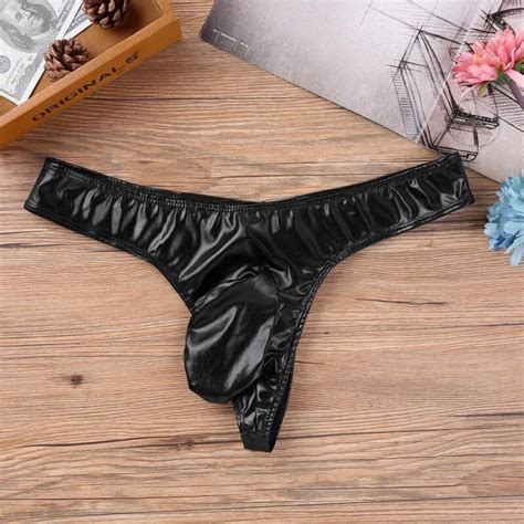 Sexy Mens Metallic Pouch G String Thong Bikini Briefs Underwear T Back