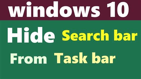 How To Remove Search Bar From Taskbar Windows Youtube