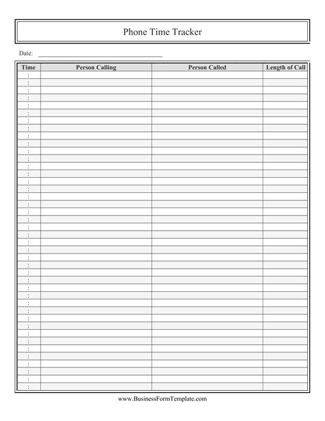 Telephone Time Tracker Free Pdf Format Business Form Template Tracker