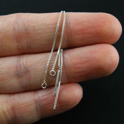 Free* and fast delivery available. Sterling Silver Ear Thread, Long Dangle Threader Silver ...