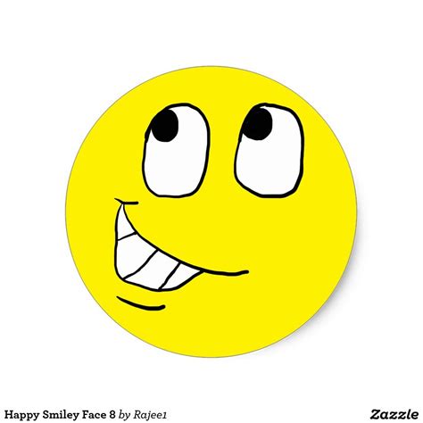 Happy Face 8 Classic Round Sticker Happy Smiley Face