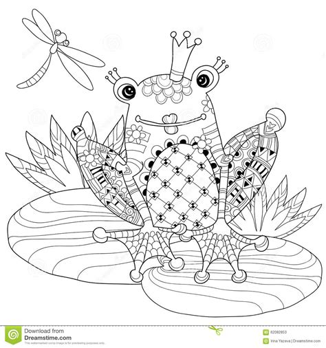 Cute Frog Prince In Crown With Lotus Stock Vector Image