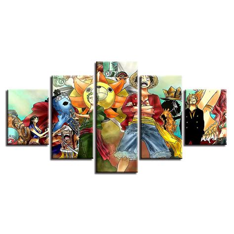 Anime One Piece Characters Anime 5 Panel Canvas Art Wall Decor