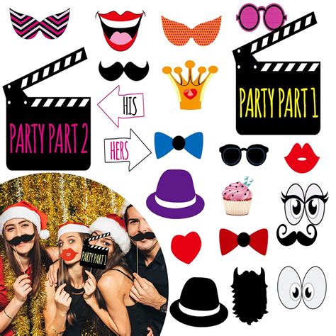 20pcs Colourful Selfie Party Props Photo Booth Party Favors Etsy