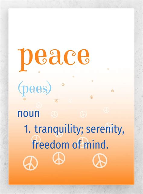 Peace Poster Definitions Nouns Freedom Mindfulness Poster Prints