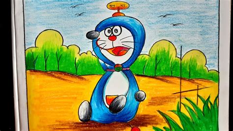 How To Draw Doraemon Step By Step Doraemon Scenery Drawing Easy
