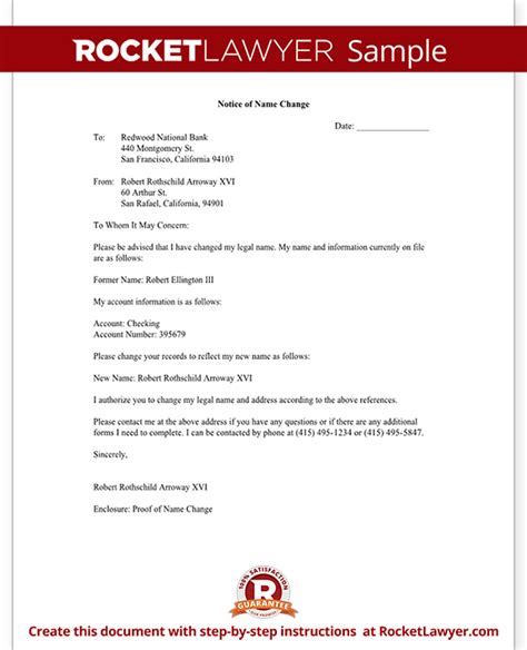 Free Name Change Notification Letter Template Sample And Faqs