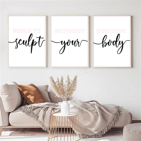 Spa Wall Art Set Of 3 Blush Pink Body Sculpting Wall Decor Spa Salon Pictures And