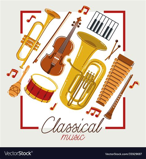 Classical Music Instruments Poster Flat Style Vector Image