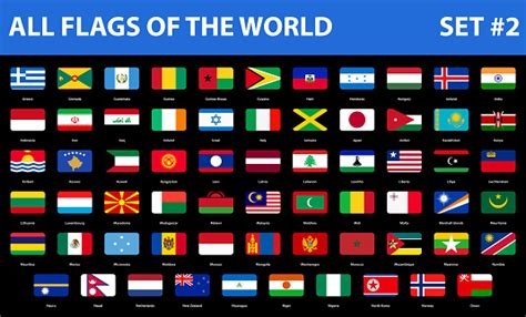 All Flags Of The World In Alphabetical Order Flat Style Set 2 Of 3