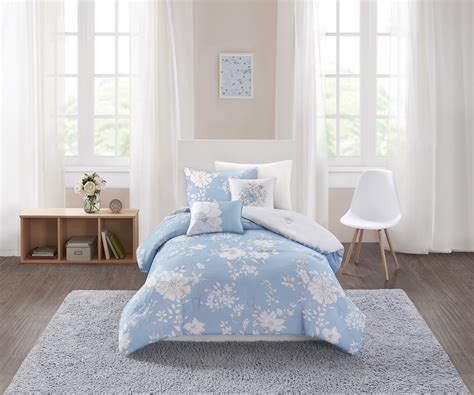 Walmart king size comforter sets images walmart king size comforter sets walmart. Monotone Blue Floral Printed Comforter Set 4PCS W/ Pillow ...