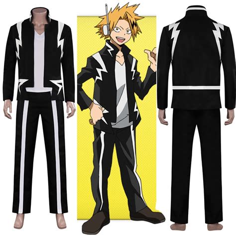 New Anime My Hero Academia Kaminari Denki Cosplay Costume Black Stand