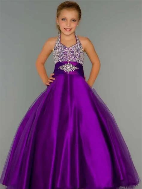 Halter Crystal Ball Gown Flower Girl Dresses 2017 Kids Evening Gowns