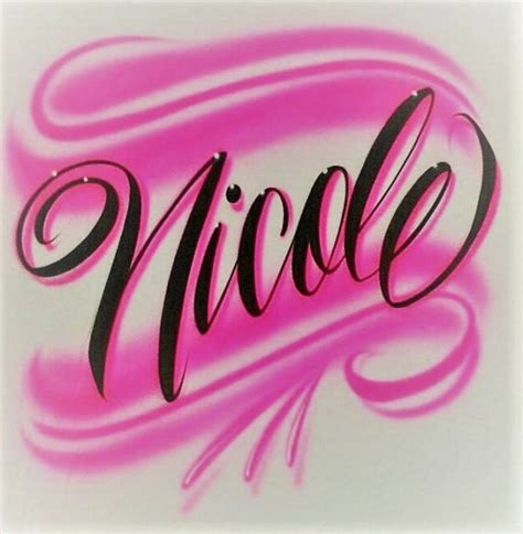 Airbrush T Shirt With Name Script Cursive Font 1 Word And 1 Etsy