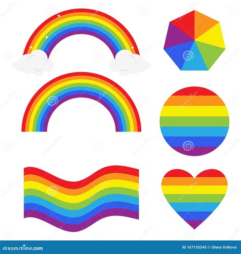 Rainbow Geometric Shapes In The Colors Of The Rainbow Rainbow Vector