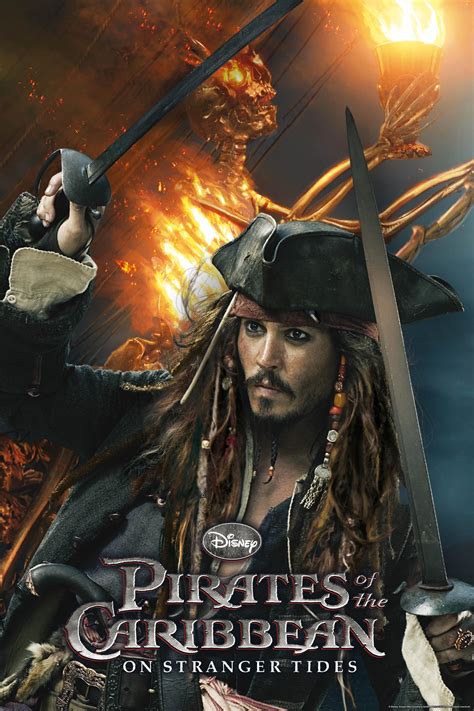 With johnny depp, geoffrey rush, orlando bloom, keira knightley. Pirates of the Caribbean - 4 - Fremde Gezeiten - Poster ...