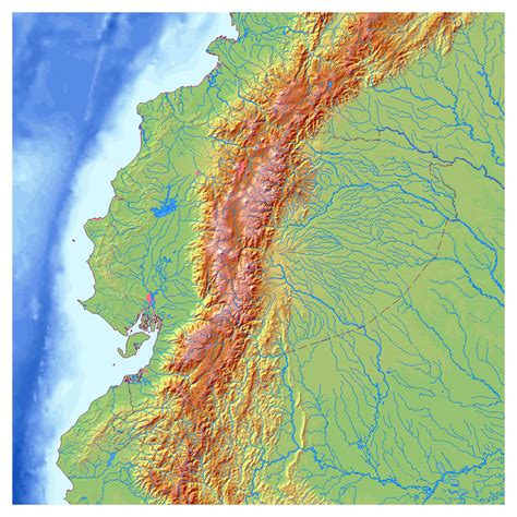 Detallado Mapa En Relieve De Ecuador Ecuador América Del Sur