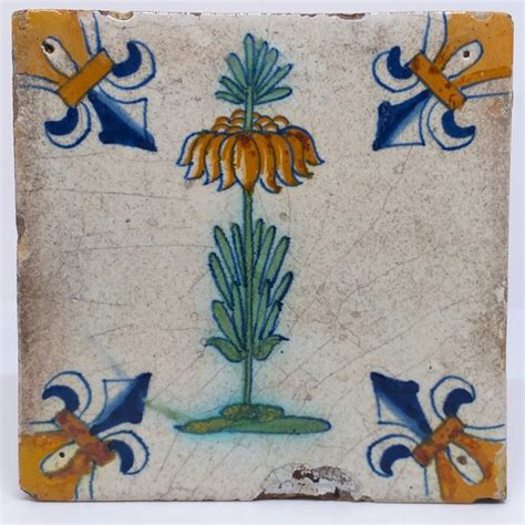 Flor De Azulejo Antiguo Corona Imperial Loza De Barro Catawiki