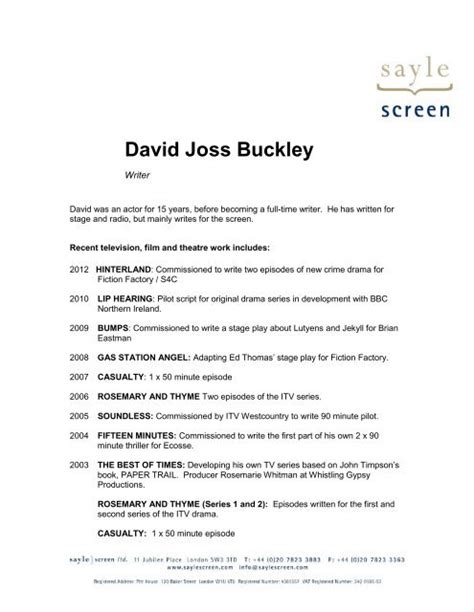 David Joss Buckley Sayle Screen