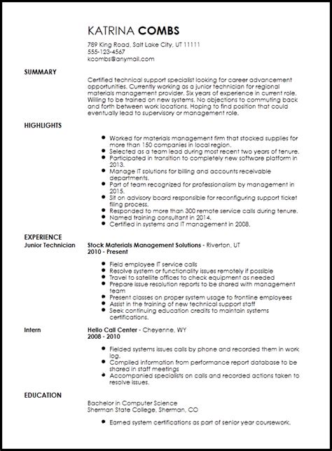 Free Traditional Technical Support Specialist Resume ...