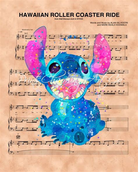 Lilo And Stitch Hawaiian Roller Coaster Ride Sheet Music Art Etsy