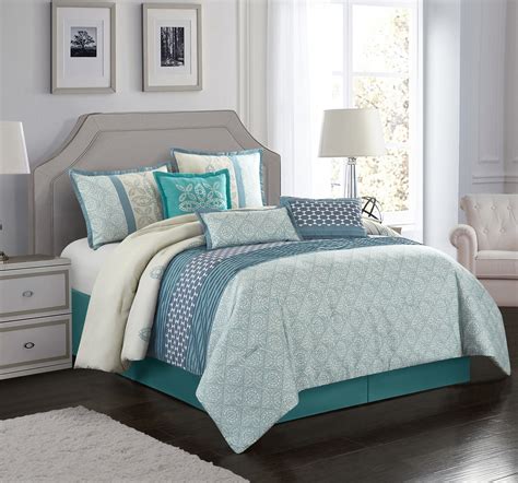 Lanco Pam 7-Piece Comforter Set, Turquoise, Queen - Walmart.com ...