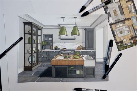 Interior Design Rendering Of Proposed Kitchen Extension Drawing Using
