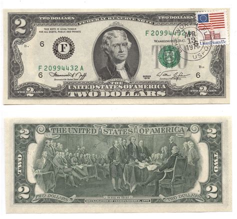 1976 1976 2 Dollar Note With Stamp And Lake Worth Seal 1976 United