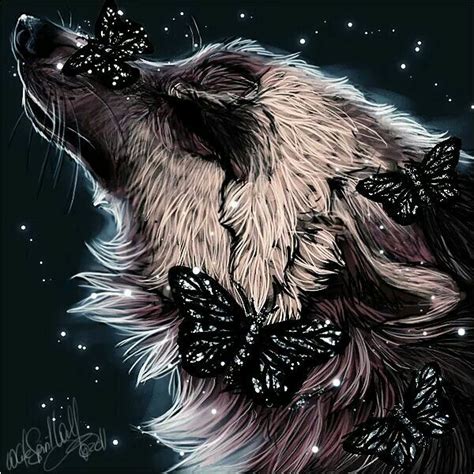 Wolf And Butterfly Posted By Wolves And Dragons On Facebook Wolf Art