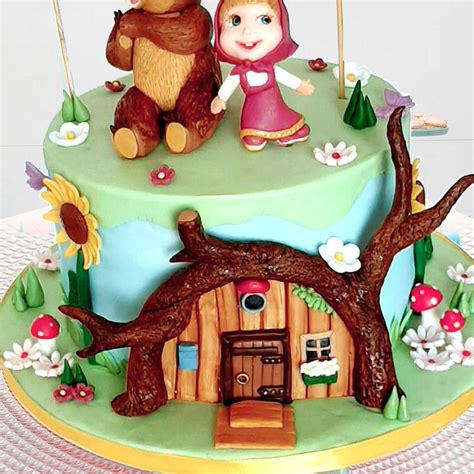 Online Masha And Bear Theme Cake 12 Portions Chocolate T Delivery In Saudi Arabia Fnp