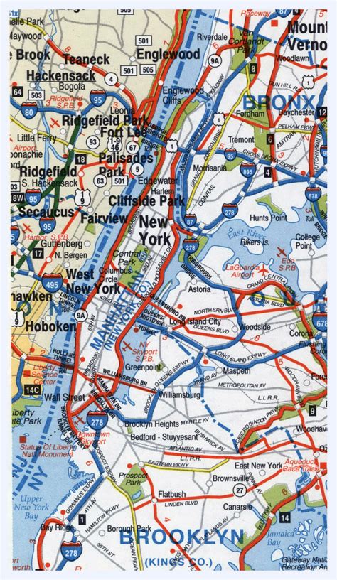 Highways Map Of Manhattan And Surrounding Area Manhattan And