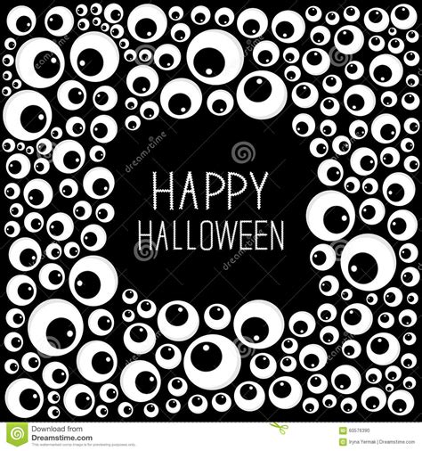 Eyes Frame Halloween Card Spooky Black Background Flat Design Stock