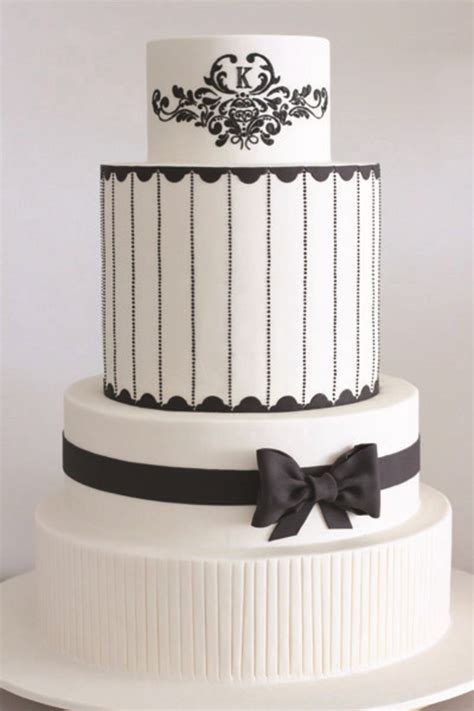 Ivory And Black Wedding Cake