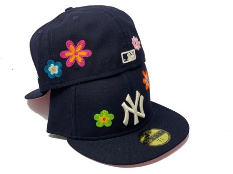 navy blue new york yankees flower pattern new era fitted hat sports world 165