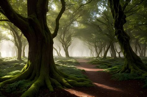 Premium Ai Image A Landscape Of An Enchanted Forest Where Trees Come