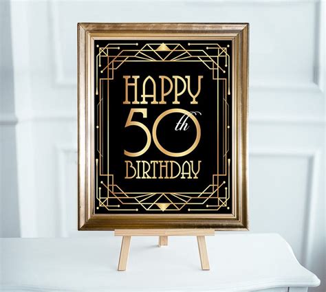 Happy 50th Birthday Sign Printable Birthday Poster Fiftieth Etsy Uk