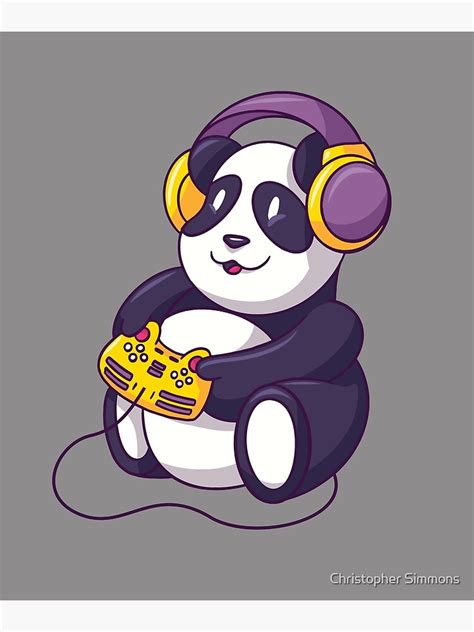 Gamer Panda Photographic Print By Manstrations Redbubble