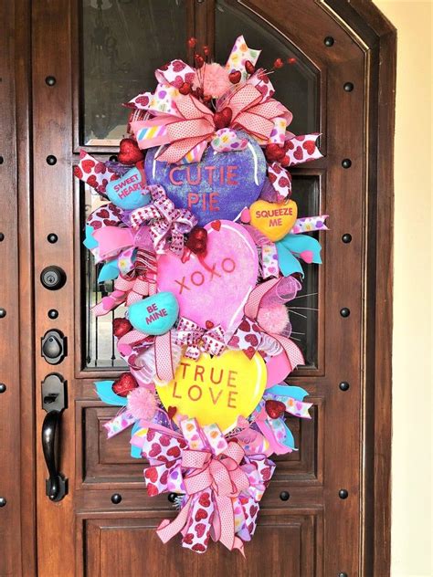 Valentines Day Conversation Heart Swag For Front Door Etsy