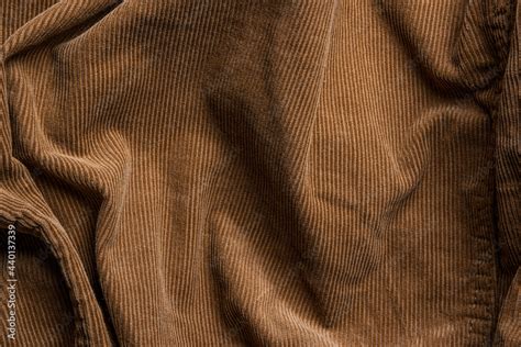 Vintage Brown Corduroy Fabric With Seams And Creases Shade And