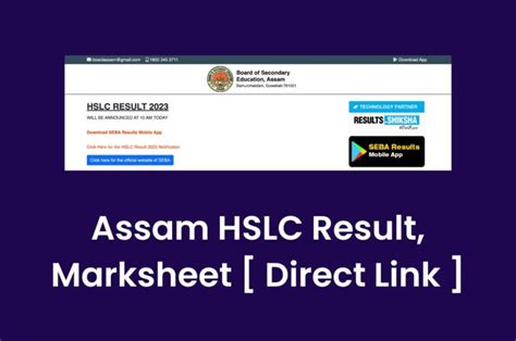 Assam HSLC Result 2023 Out SEBA 10th Class Marksheet Resultsassam
